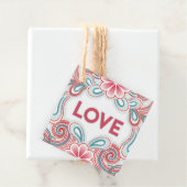 Liefde label met roze en groene bloemen en zirlen (In situ)