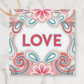 Liefde label met roze en groene bloemen en zirlen (Voorkant)