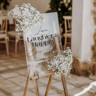 Liefde Lach en Gelukkig Einde Wedding Acryl Bord