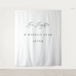 Liefde Lach & Gelukkig Tot Het Einde Trouwbanner Wandkleed