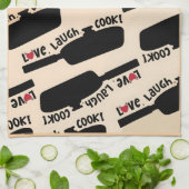 "Liefde, lach, kook!" Keuken theedoek (Gevouwen)