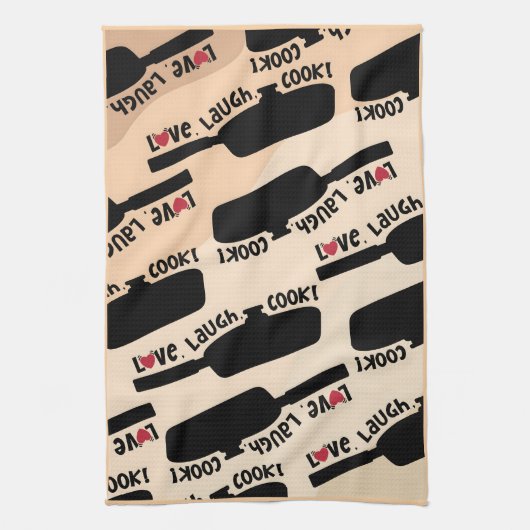 "Liefde, lach, kook!" Keuken theedoek (Verticaal)