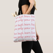 Liefde Lach Leer live ondersteboven Canvas tas