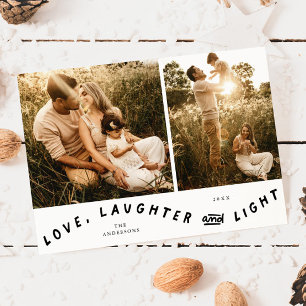Liefde Lach Licht Kerst Foto Wit Feestdagenkaart