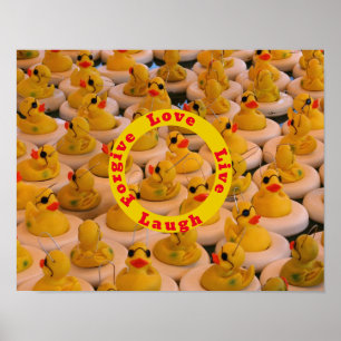 Liefde Lach Live Rubber Ducks Inspirerend woorden Poster