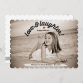 Liefde & Lach met achterkant foto Feestdagenkaart (Voorkant / Achterkant)