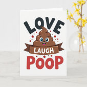 Liefde Lach Poep Emoji Grappige Kaart (Gele Bloem)