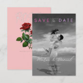 Liefde, Lach & Voor Altijd Save The Date Kaart (Voorkant / Achterkant)
