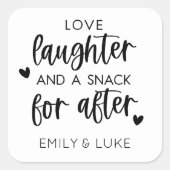 Liefde Lachen Bruiloft Snack Bag Custom Sticker (Voorkant)