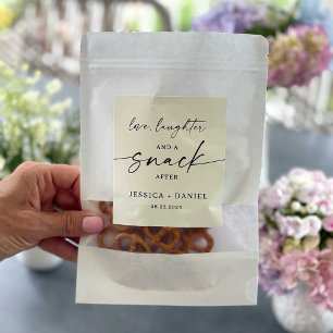 Liefde, Lachen en een Snack Na Labelstickers Wijn Etiket