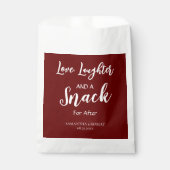Liefde. Lachen en een snack Wedding Favor Bag Bedankzakje (Voorkant)