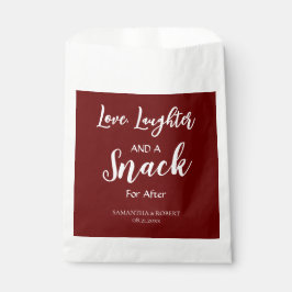 Liefde. Lachen en een snack Wedding Favor Bag Bedankzakje