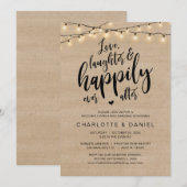 Liefde, Lachen en Gelukkig Ever Na, Bruiloft Kaart (Voorkant / Achterkant)
