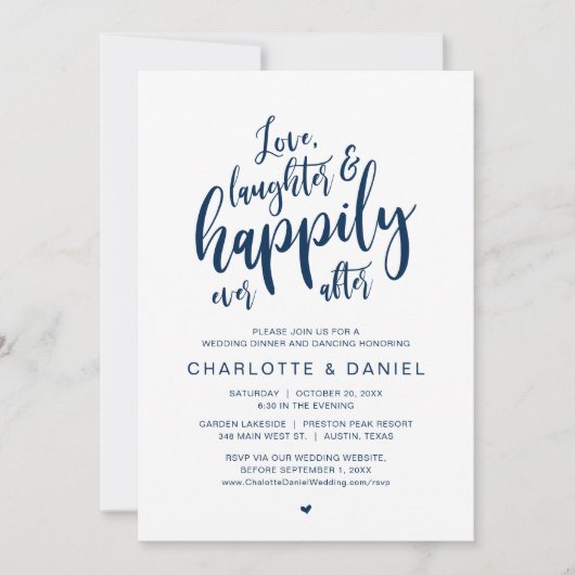 Liefde, Lachen en Gelukkig Ever Na, Bruiloft Kaart (Voorkant)