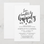 Liefde, Lachen en Gelukkig Ever Na, Bruiloft Kaart (Voorkant / Achterkant)