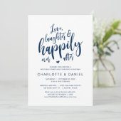 Liefde, Lachen en Gelukkig Ever Na, Bruiloft Kaart (Staand voorkant)