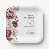 Liefde, lachen, en gelukkig ooit na bruiloft papieren bordje (Voorkant)