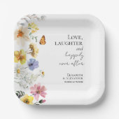 Liefde, lachen, en gelukkig ooit na bruiloft papieren bordje (Voorkant)