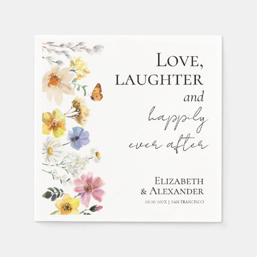 Liefde, lachen, en gelukkig ooit na bruiloft servet (Voorkant)