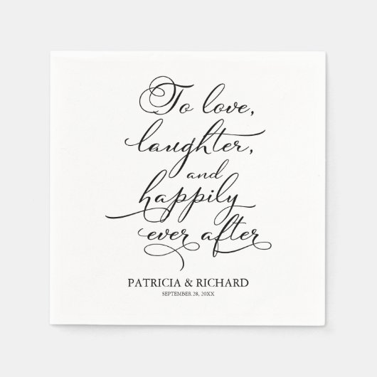 Liefde, lachen, en gelukkig ooit na bruiloft servet (Voorkant)