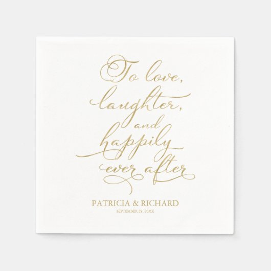 Liefde, lachen, en gelukkig ooit na bruiloft servet (Voorkant)