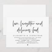 Liefde, Lachen en Heerlijk Eten Elopement Brunch Kaart (Voorkant / Achterkant)