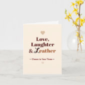 Liefde, Lachen en Leer 3e huwelijksverjaardag Kaart (Gele Bloem)