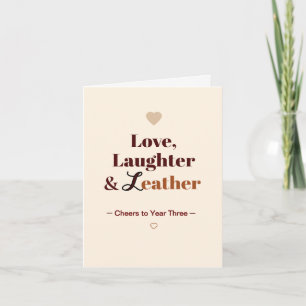Liefde, Lachen en Leer 3e huwelijksverjaardag Kaart