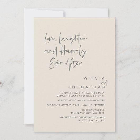 Liefde, lachen en nog lang en gelukkig, modern kaart (Voorkant)