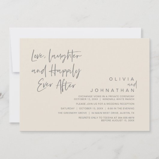 Liefde, lachen en nog lang en gelukkig, modern kaart (Voorkant)