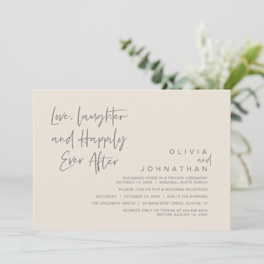 Liefde, lachen en nog lang en gelukkig, modern kaart (Staand voorkant)