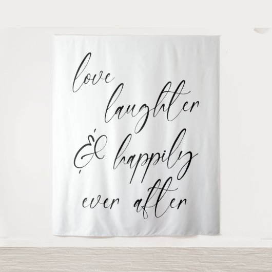 Liefde, Lachen & Gelukkig Altijd Wandkleed (Voorkant)