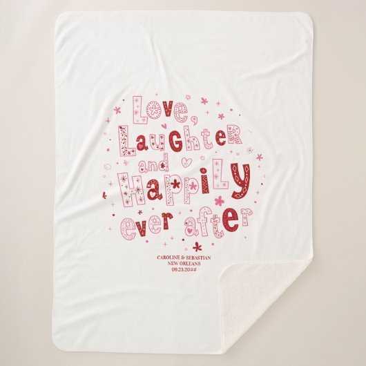 Liefde Lachen Gelukkig Ooit Gepersonaliseerde Brui Sherpa Deken (Voorkant)