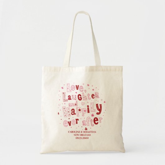 Liefde Lachen Gelukkig Ooit Gepersonaliseerde Brui Tote Bag (Voorkant)
