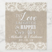 Liefde Lachen Gelukkig Ooit Na Bruiloft Wijn Wijn Etiket (Enkel label)