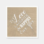 Liefde Lachen Gelukkig Ooit Na Burlap Bruiloft Servetten (Voorkant)