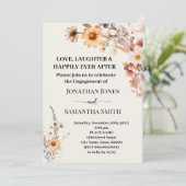 Liefde Lachen Gelukkig Verloving Herfst Wildbloeme Kaart (Staand voorkant)