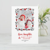 Liefde Lachen Hart Feestdagen Baby Aankondiging (Staand voorkant)