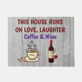 Liefde lachen koffie en wijn Door Mat (Voorkant)