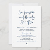 Liefde, Lachen, Marineblauw, Bruiloft Elopement Fe Kaart (Voorkant)