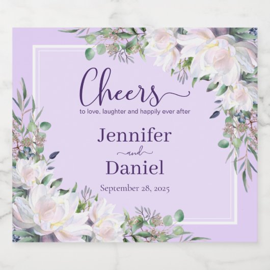 Liefde Lachen Pioen Orchidee Roze Bruiloft Toast Sparkling Wijnetiket (Enkel label)