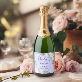 Liefde Lachen Roze Pioen Lavendel Bruiloft Toast Sparkling Wijnetiket