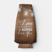 Liefde Lachen Schuur Hout Mason Jar Trouwgunst Flesjeskoeler (Voorkant)