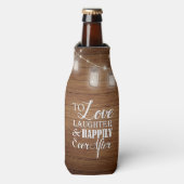 Liefde Lachen Schuur Hout Mason Jar Trouwgunst Flesjeskoeler (Fles Voorkant)