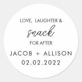 Liefde Lachen & snack elegante huwelijksgunst Ronde Sticker