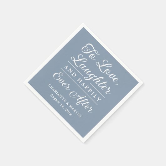 Liefde Lachen Stoffige Blauwe Bruiloft Servetten (Hoek)