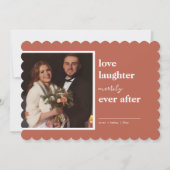 Liefde Lachen Vrolijk Altijd Na Trouwfoto Feestdagenkaart (Voorkant)