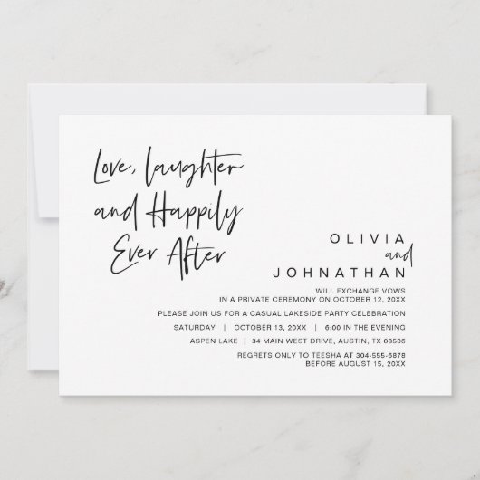 Liefde, lacht en gelukkig ooit daarna, Elopement Kaart (Voorkant)