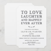 Liefde, lacht en gelukkig ooit na het huwelijk kaart (Voorkant / Achterkant)