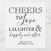 Liefde lacht en gelukkig ooit na het waslabel wijn etiket (Enkel label)